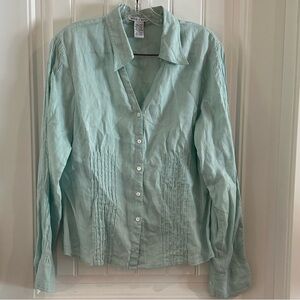 Deane & White Green Linen Button Front Shirt XL